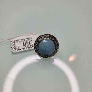 Round stone cocktail ring fashion jewelry teal stone and silver